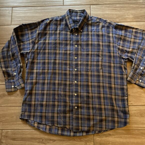 Vintage Burberry Men’s Check Plaid Button Long Sleeve Shirt Size XXL USA - Picture 1 of 8